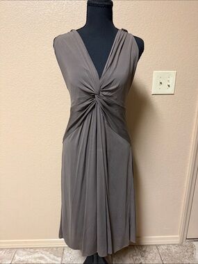 BCBGMaxAzria Taupe Twist-Front Midi Dress